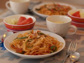 ☆スパゲティーナポリタン＆コーンスープ☆　でランチ